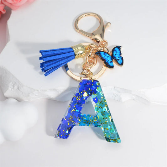 Crystal Butterfly &amp; Alphabet Tassel Keychains