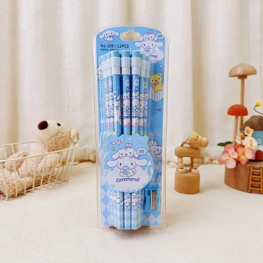 Cinnamoroll &amp; Kuromi Cartoon Pencil Set – Cute Stationery for Fans