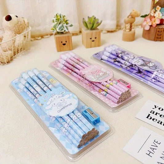 Cinnamoroll &amp; Kuromi Cartoon Pencil Set – Cute Stationery for Fans