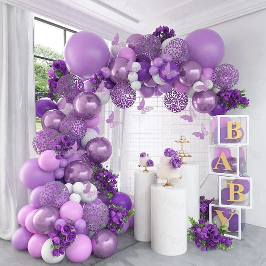 Purple Butterfly Balloon Garland Arch Kit