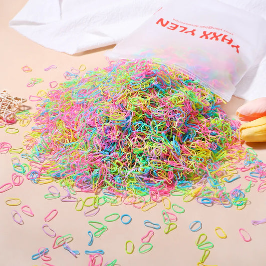 Girls' Colorful Disposable Rubber Band Hair Ties – Perfect for Kids